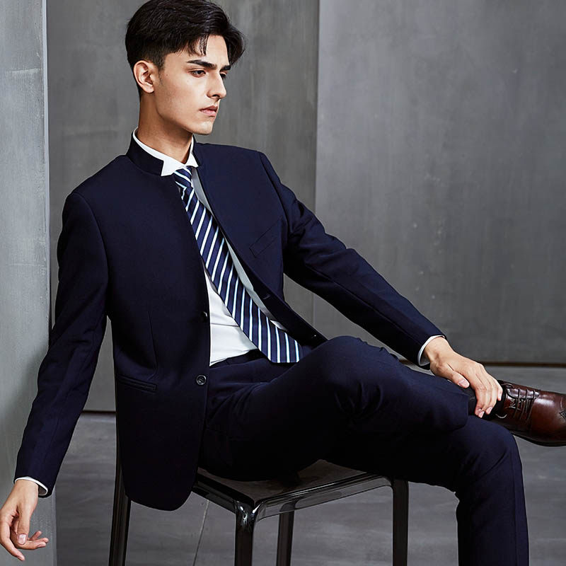 Chuchen stand collar suit men's suit Chinese style wedding suit dress set slim formal dress