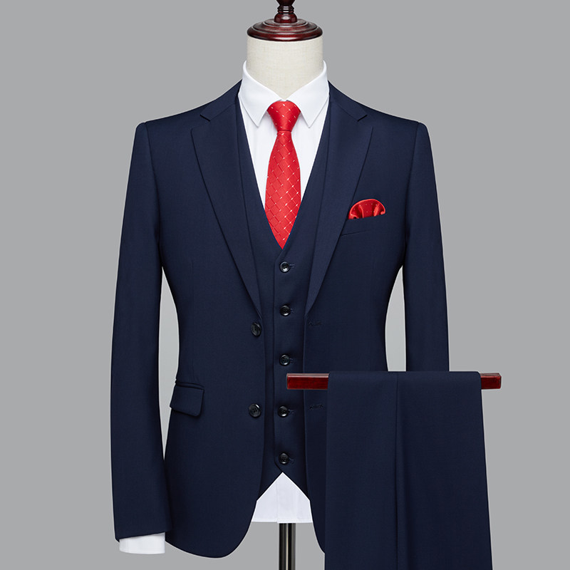 Suit suit men's three-piece suit Korean version of slim small suit formal dress best man clothing groom wedding dress