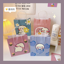ins wind gift bag hand paper bag cartoon cute and fine packaging bag Sub-girl Heart birthday gift bag containing
