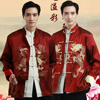 Phù hợp với Dragon Tang phù hợp với phong cách Trung Quốc áo khoác nam trang phục nam quốc gia trung niên giản dị Trung Quốc áo dài tay trang phục quần nam đẹp