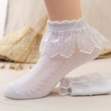 Детские летние тонкие хлопковые японские кружевные белые носки для принцессы