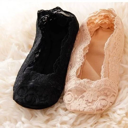 Кружевные невидимые нескользящие летние тонкие носки