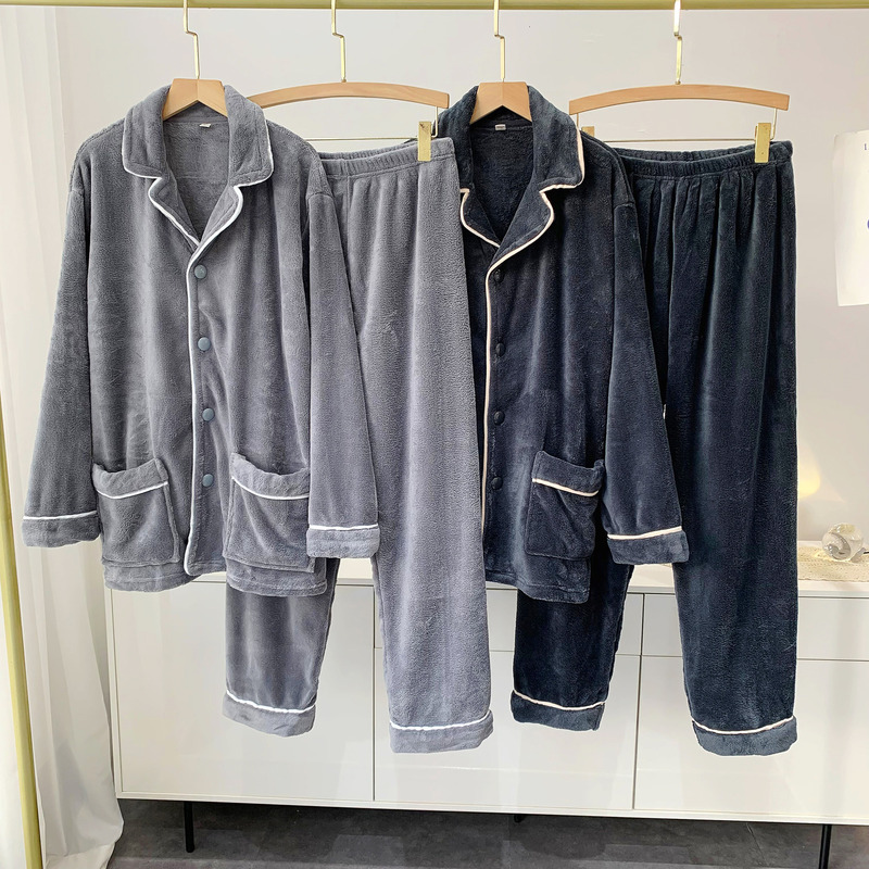 Winter Pajamas for Tall Men 190cm, Extra Long Version, Thickened Loungewear Set, Extra Long Pants Length 115cm