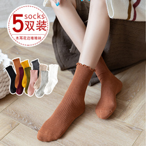 Socks female stockings cute girls cotton socks ins tide socks wooden ears autumn and winter Korean stockings women