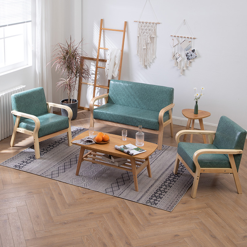 Solid wood office sofas tea table combined business hotel guests small family modern minimalist office in talks table and chairs