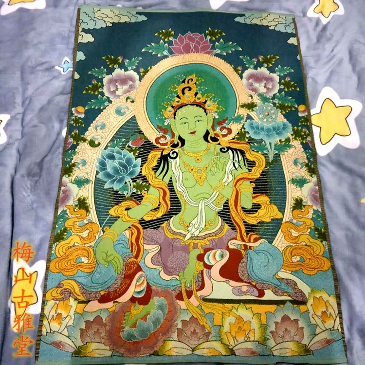 Tibetan Buddhism Thangka painting Black King Kong Green Tara Thangka embroidery Nepalese embroidery