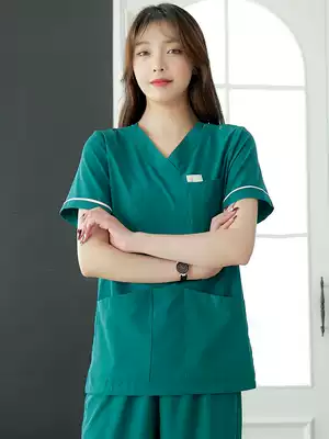 Hand washing clothes Two-piece suit Short-sleeved men's and women's operating room operating clothes Doctor clothes Isolation clothes Brush hand clothes Nurse clothes