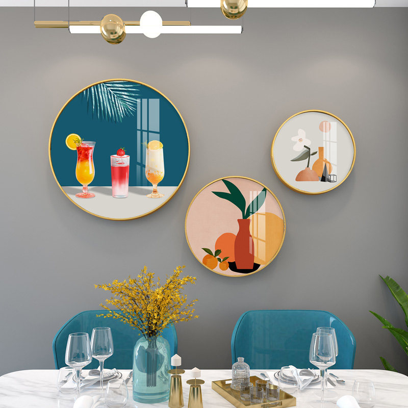 Nordic Abstract Triptych Room Round Abstract Mural Painting Room Dining Room Dining Room Dining Hall Decoration Painting Sofa Background Hung Painting