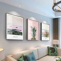 Nordic living room decorative painting modern simple triple combination Crystal porcelain painting light luxury sofa background wall hanging painting mural