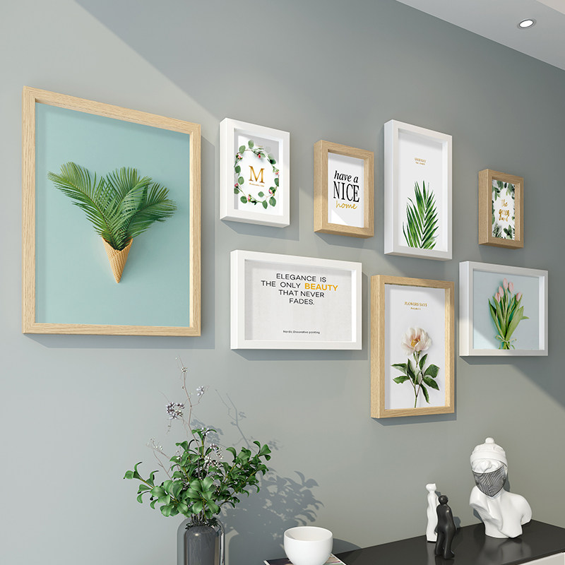 Nordic living room photo wall non-perforated room layout sofa background wall decoration modern minimalist dining room photo wall