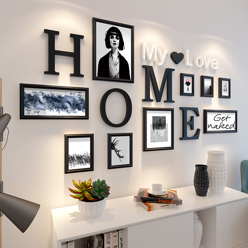 Net Red Photo Wall Decoration Room Furnishing Brief Modern Background Photo Wall Creative Photo Frame Hanging Wall Connection