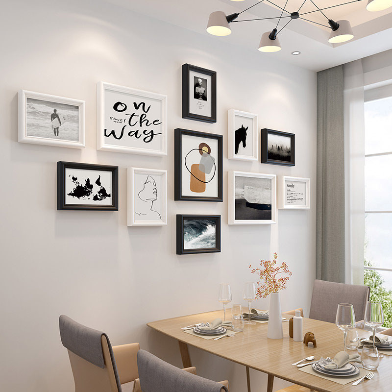 Nordic Net red photo wall decoration modern simple bedroom room background wall art photo album photo frame hanging wall combination