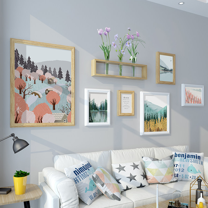 Creative Personality Photo Wall Trim Photo Frame Hanging Wall Sticker Free Punch Modern Minima Dining Room Photo Frame Creative Composition