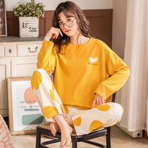 Pyjamas Spring and Autumn long sleeve cotton sweet relaxed leisure can go home clothes autumn Han edition two sets