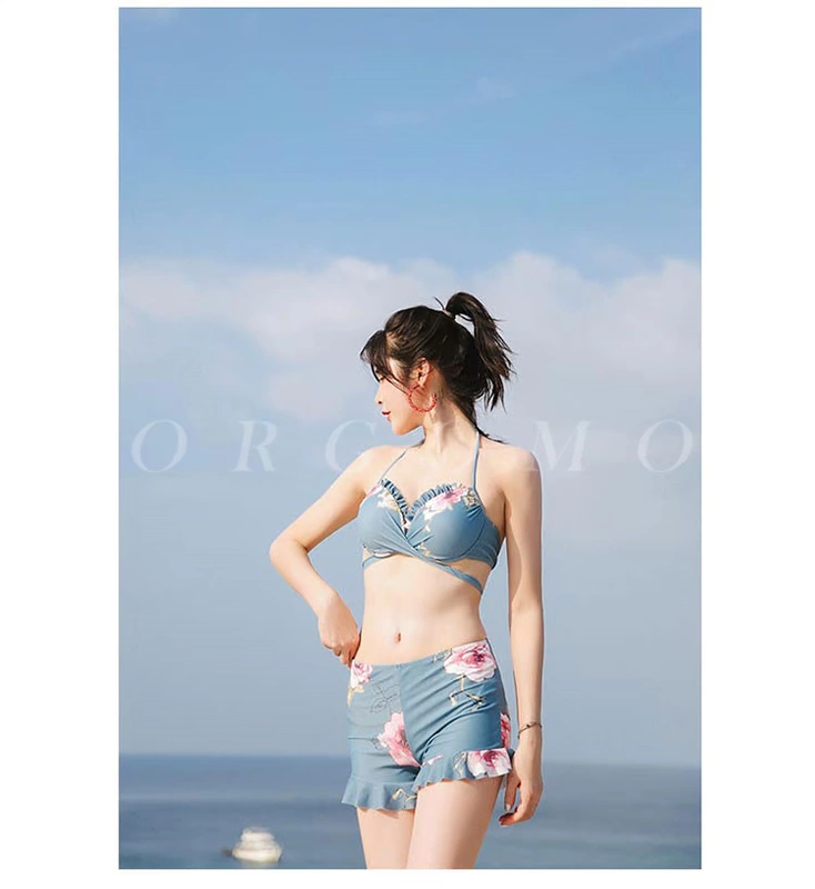 Cặp đôi đồ bơi bikini nữ tính áo ba lỗ ngực nhỏ tập hợp tấm thép tình nhân ấm áp bãi biển JH0717 - Vài đồ bơi đồ đôi đi biển cho nữ