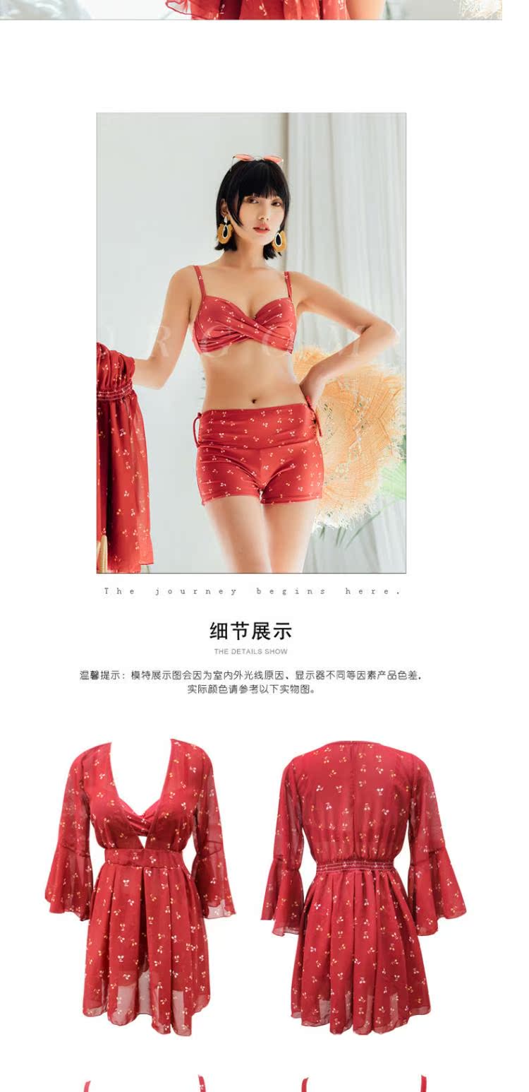 MORGOMON áo tắm nữ size lớn gợi cảm bikini dài tay ba mảnh dễ thương áo tắm nước nóng Nhật Bản SY0420 - Bikinis áo tắm sexy