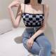 2023 small camisole women's inner wear with chest pad wrapped chest bottoming shirt hot girl short checkerboard plaid tube top top