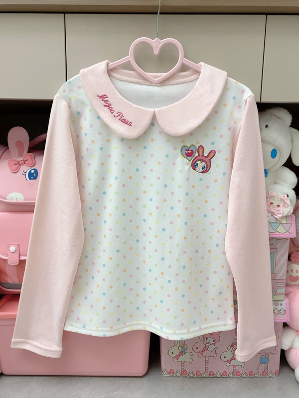 Original Japanese-Style Cute Embroidered Doll Collar Long-Sleeve T-Shirt for Girls, Sweet Autumn and Winter Inner Layer Top Original Japanese-Style Cute Embroidered Doll Collar Long-Sleeve T-Shirt for Girls, Sweet Autumn and Winter Inner Layer Top