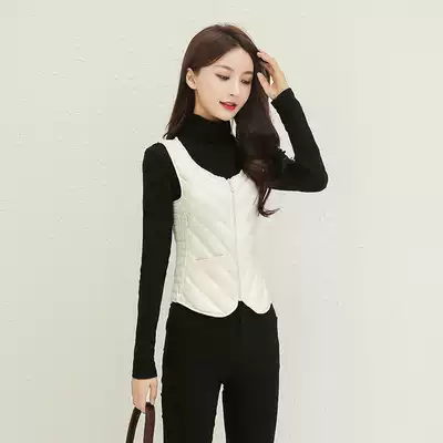 Down vest women's autumn and winter short thin inner wear warm close-fitting waistcoat Women's bottom liner vest