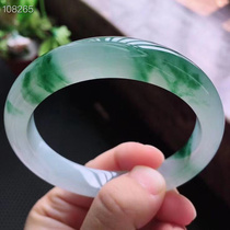Natural Burmese jade bracelet ice species floating flower Sun Green noble concubine round strip jade bracelet live girl thin strip