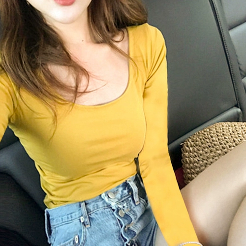 Приятный телу осенний лонгслив, высокий воротник, в западном стиле, по фигуре, в обтяжку