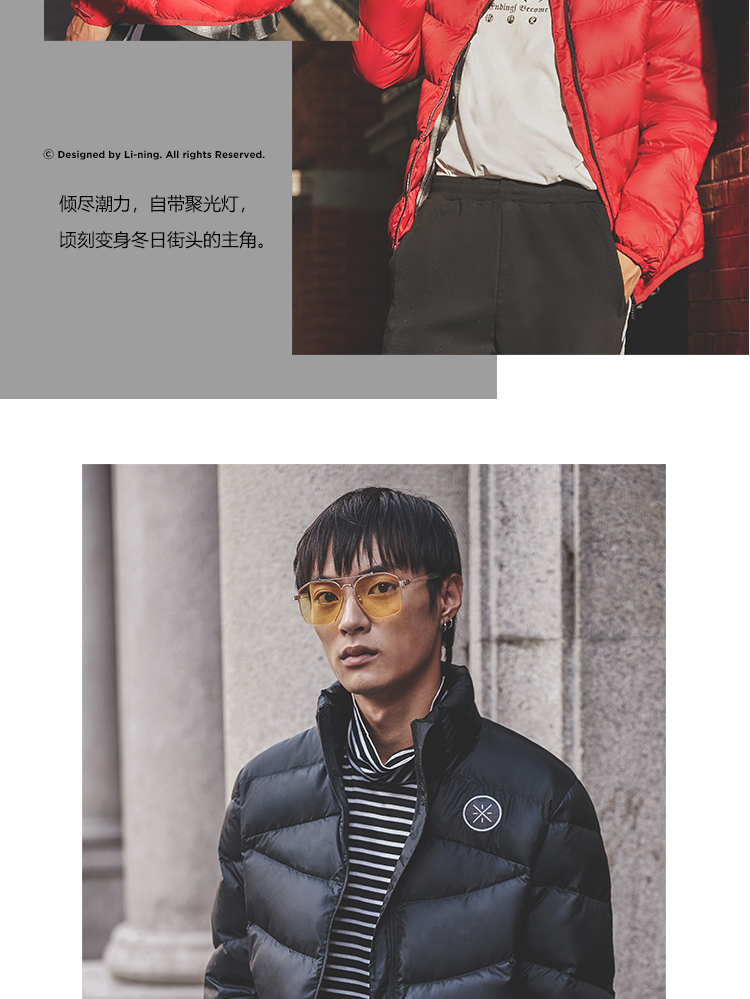 Li Ning ngắn xuống áo khoác nam Wade gió cổ áo ấm thời trang thể thao mùa đông - Thể thao xuống áo khoác —