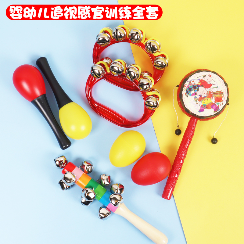 Red sand hammer plecking wave drummer hand rattle baby gripping training toy can nibble the puzzle newborn baby 3 months 0