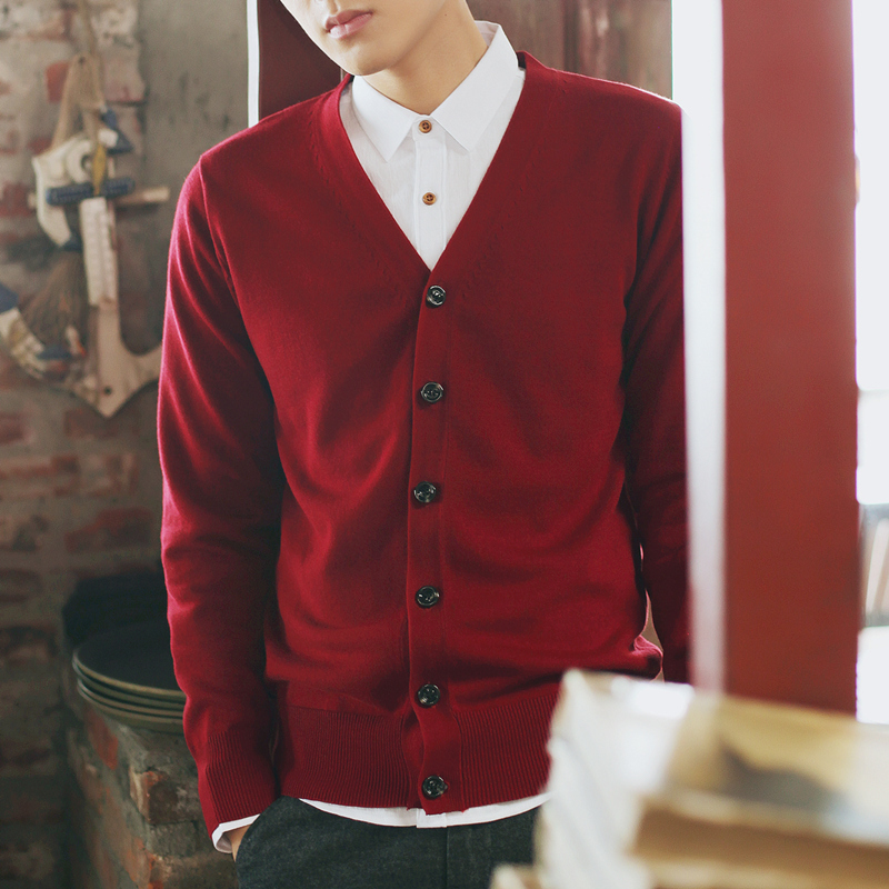 Spring Men's Knitted Cardigan V-Neck Sweater Thin Pure Cotton Casual Sweater Solid Color Outerwear Sweater Coat Knitwear
