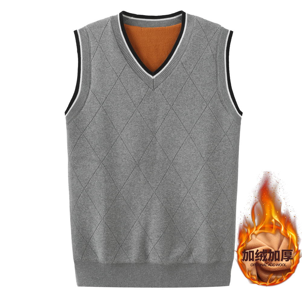 Gush sleeveless knitted sweatshirt for men's wool vest V collar waistcoat for youth sweater waistcoat waistcoat shoulder-to-Taobao