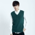 Áo len đơn nam vest tự trồng không tay áo len nam màu rắn áo len vest cổ chữ V áo len len Dệt kim Vest