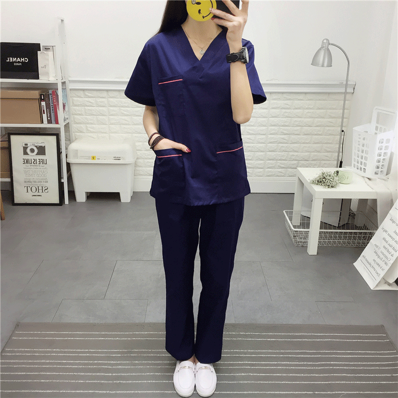 Meimisi Korean version hand washing clothes Pure cotton short-sleeved suit Slim brush hand clothes Long-sleeved surgical clothing Dental overalls