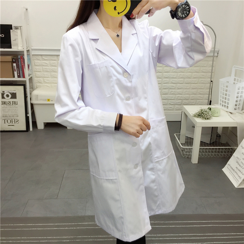 Dr Meimex winter clothing Long-sleeved slim temperament thickened warm hospital overalls White coat suit collar