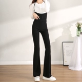 Черные штаны, весенний летний комбинезон, тонкая труба для отдыха, штаны-клёш, высокая талия
