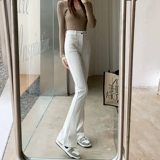 Белые штаны-клёш, летние штаны, бархатный вельветовый бархат, высокая талия