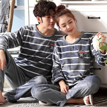 Winter couple pajamas coral velvet thickened velvet women flannel long-sleeved suit autumn and winter mens home clothes