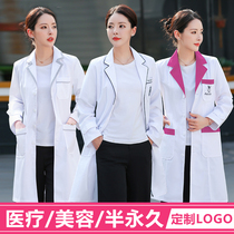 Semi-permanent white coat long sleeve doctors clothing female nurses clothing short sleeve beauty salon tattoo artist skin management work clothes