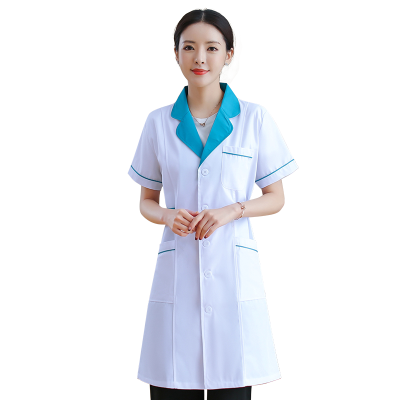 药店工作服女白大褂长袖医生服护士制服短袖药房美容医院夏季服装