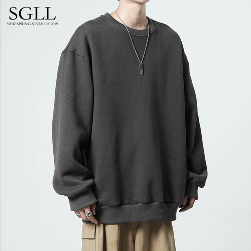 Мужская черная демисезонная толстовка, утепленный лонгслив, футболка, однотонная куртка, в американском стиле