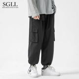 Штаны, осенний трендовый фонарь, повседневные брюки, свободный прямой крой, в корейском стиле