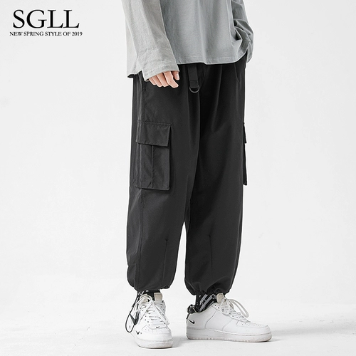 Штаны, осенний трендовый фонарь, повседневные брюки, свободный прямой крой, в корейском стиле