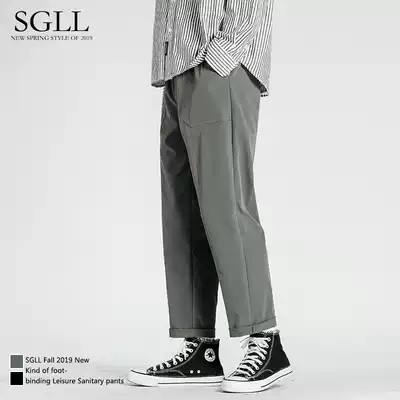 Pants men's Korean version of the trend casual pants winter men's overalls plus velvet 2019 new trend all-match straight pants