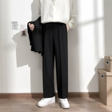 Пиджак классического кроя, осенние тонкие штаны, шелковый костюм, премиум класс, свободный прямой крой