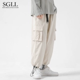 Штаны, осенний трендовый фонарь, повседневные брюки, свободный прямой крой, в корейском стиле