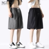 Шелковые летние тонкие шорты, черные универсальные спортивные штаны для отдыха, для бега