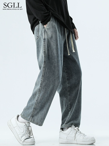 Летние тонкие черные джинсы, осенние штаны для отдыха, в американском стиле, свободный прямой крой