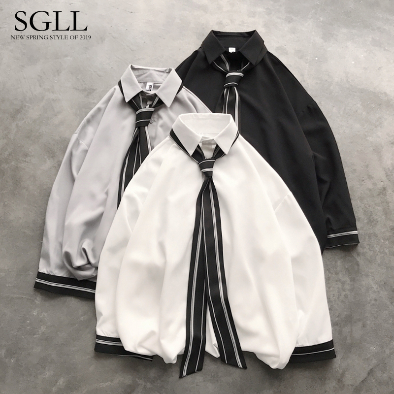 Han-sleeved shirt male sleeve Han edition tide loose dress coat design DK uniform senior couple shirt