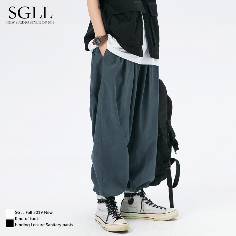 Light Cage Pants Men Loose Hip Hop Casual Long Pants Spring Autumn Money big size Men's pants bunches Roof sport 90% pants