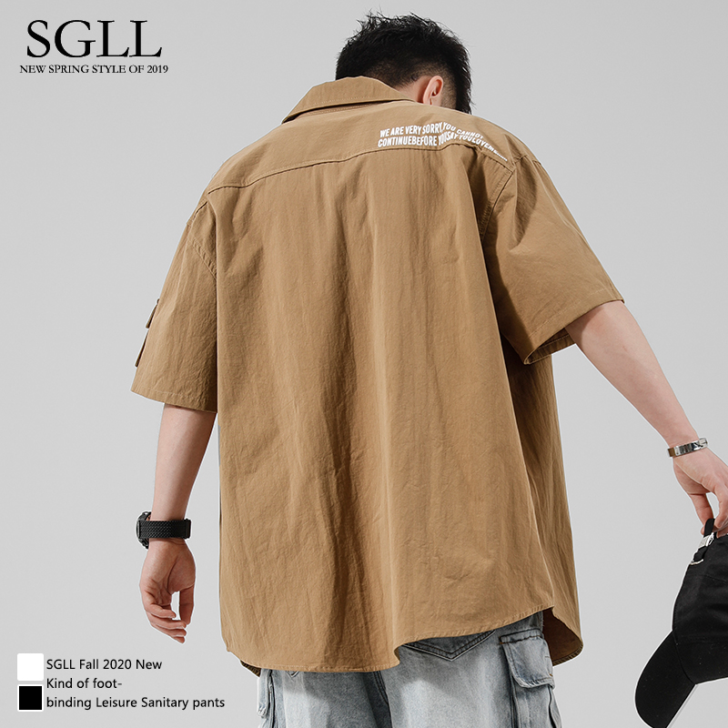 Frock shirt male short sleeve Summer thin Japanese style casual shirt card with 50% sleeve dk uniform denim half sleeve