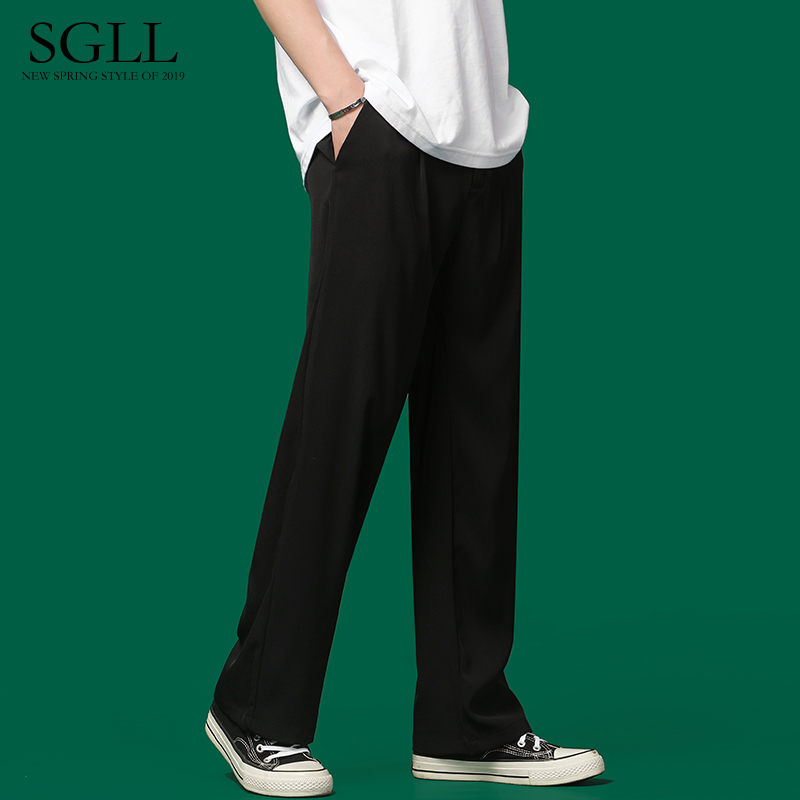 Blazer pants men loose autumn and winter plus plus thick casual long pants wide leg pants straight pants droop feeling mop trousers