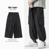 Штаны, осенний трендовый фонарь, повседневные брюки, свободный прямой крой, в корейском стиле